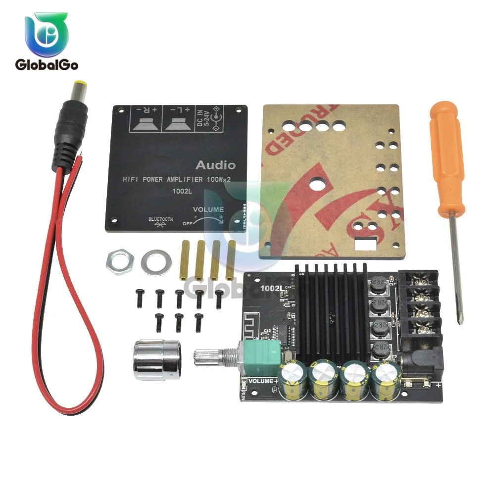 100WX2 Mini Bluetooth 5.0 Wireless Audio Power Digital Amplifier Board Stereo Amp DC 12V 24V 50W 80W With Adjustment Knob | Инструменты