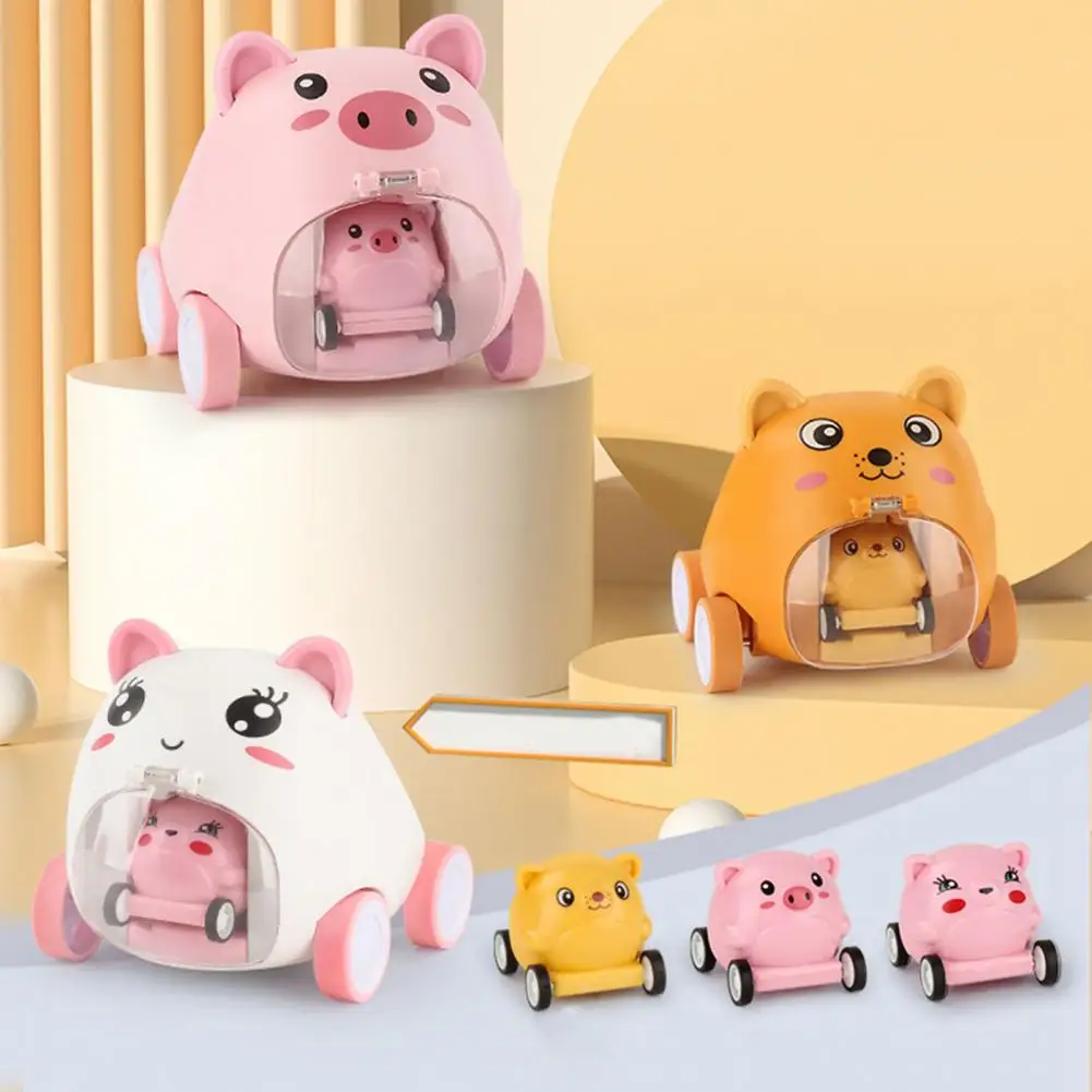 

Popular Age 2-4 Leopard/Pig/Cat Shape Ejection Vehicle Stable Animal Launch Car Long Sliding Distance for Toddlers