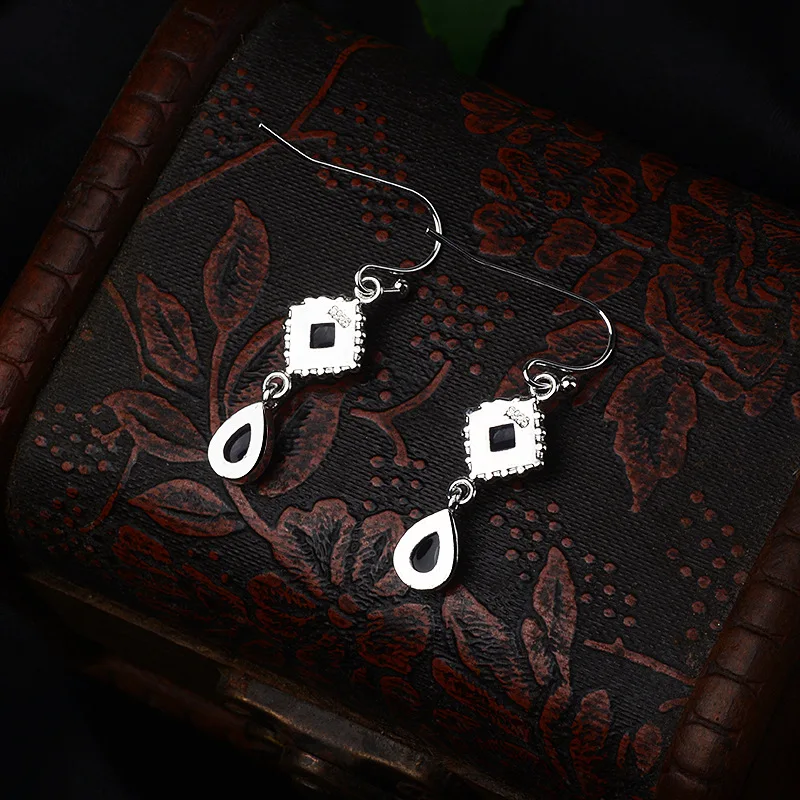 Квадратные висячие серьги длинные в форме груши капли воды драгоценные камни