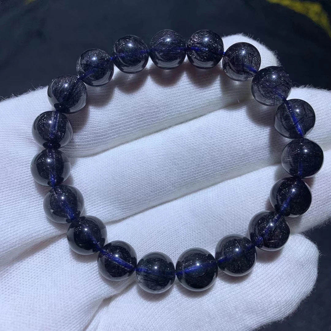 

Natural Blue Super Seven 7 Rutilated Quartz Flower Crystal 10.2mm Clear Beads Bracelet Women Men AAAAAA Genuine