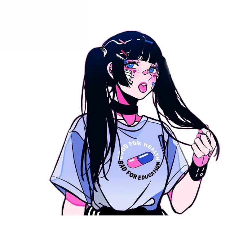 

Dawasaru for Anime Badgirl Anime Car Stickers Personality Air Conditioner Decal Bumper Windshield Car Styling 13cm*12cm