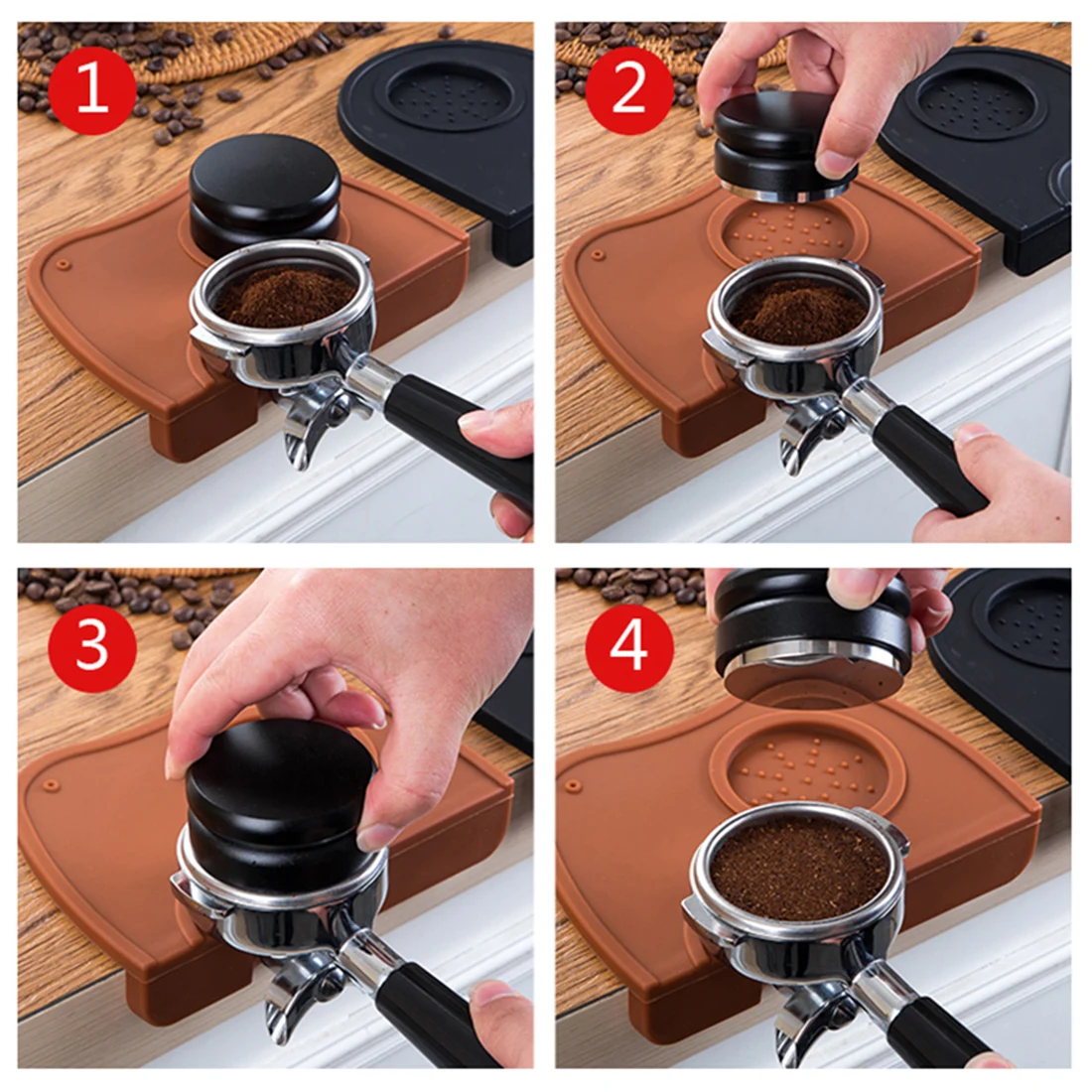 

Anti-skid Coffee Tamper Mat Espresso Pad Coffee Tamping Holder Tampers Rubber Corner Pad Silicone Coffeeware Tamping Mat