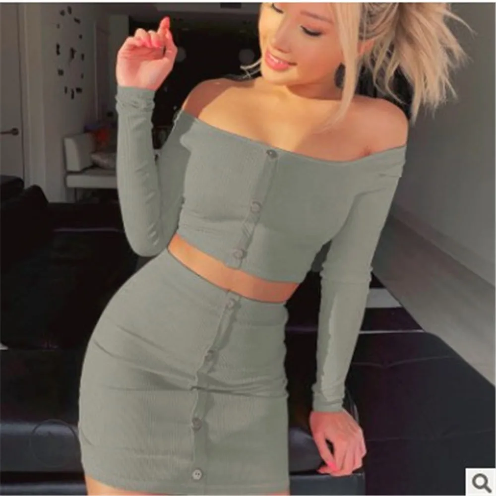 

skirt set women sets long sleeve tops and pencil skirt set women two piece outfits Neon orange matching sets skirt and top set