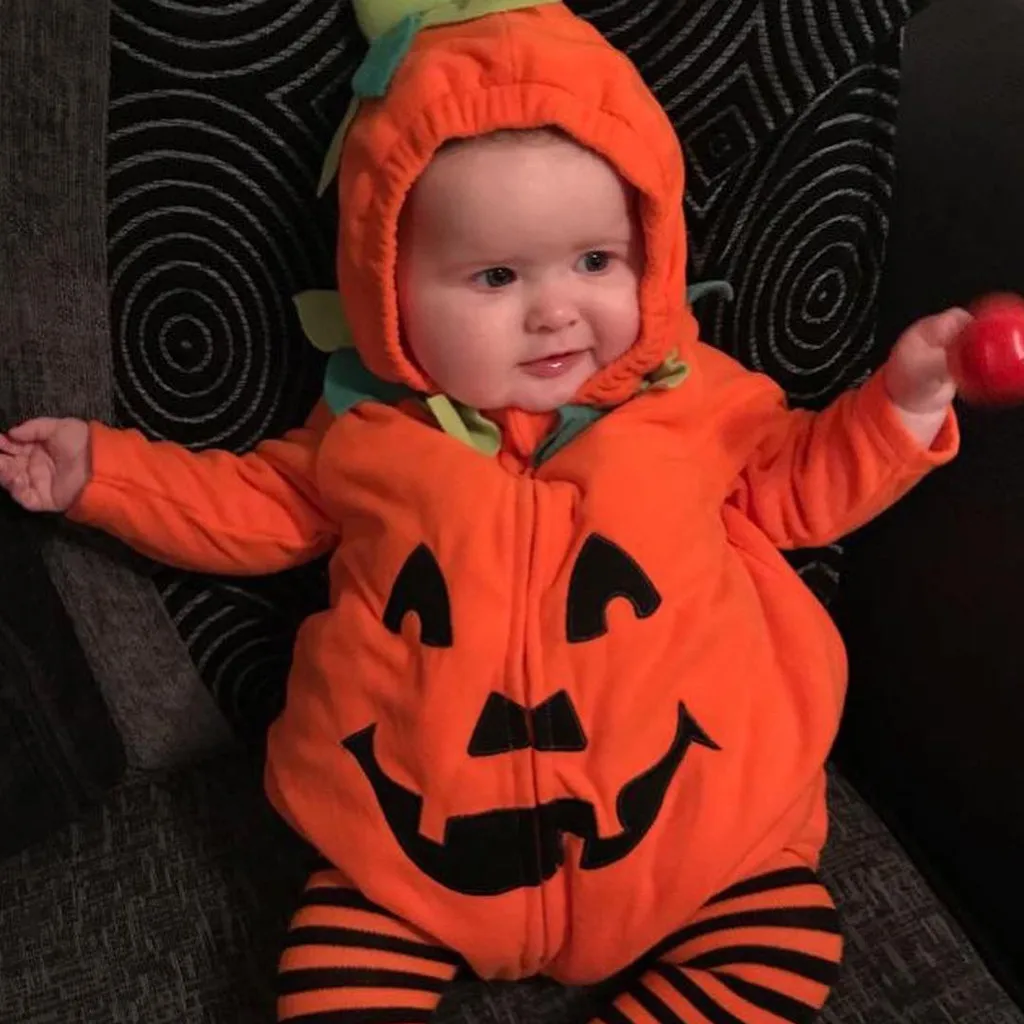 Детская одежда на Хэллоуин комбинезон молнии с капюшоном для новорожденных
