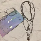 Ожерелье-цепочка Многослойные женские ожерелья ювелирные изделия Женская круглая подвеска унисекс серебряного цвета винтажные европейские ожерелья из нержавеющей стали