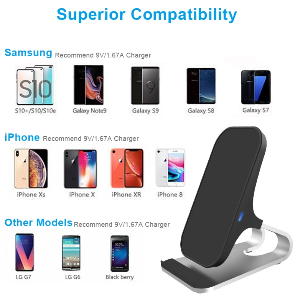 Qi Беспроводной Зарядное устройство быстрой зарядки стенд 7 5 W для iPhone XR/XS/Max/XS/X/8/8