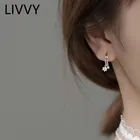 Серьги женские серебристые с круглым кулоном и цирконом