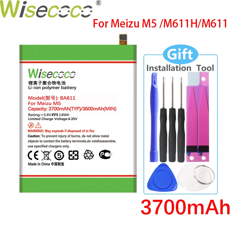 WISECOCO 3700 мАч BA611 Батарея для Meizu M5 5 M611H/M611 смартфон в наличии Высокое качество +