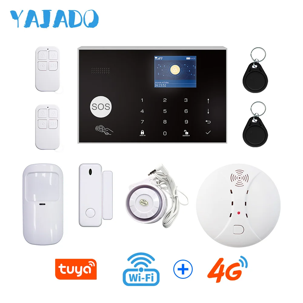 YAJADO Tuya WiFi 4G 3G GSM домашняя система охранной сигнализации 433 МГц Беспроводная