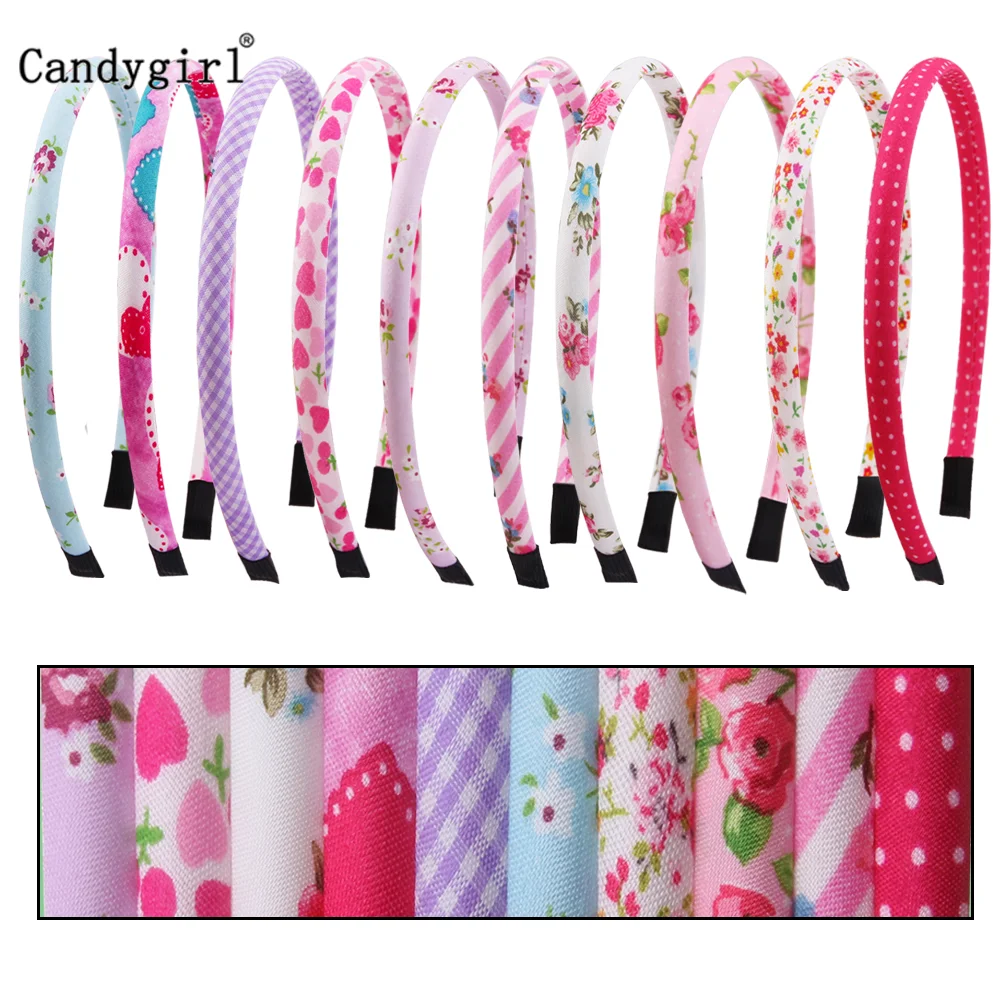 

10pcs Headbands Ribbon Hairband Women Covered Hair Accessories Multicolor Headpieces Satin Polyester Jewelry DIY Boho Headwear