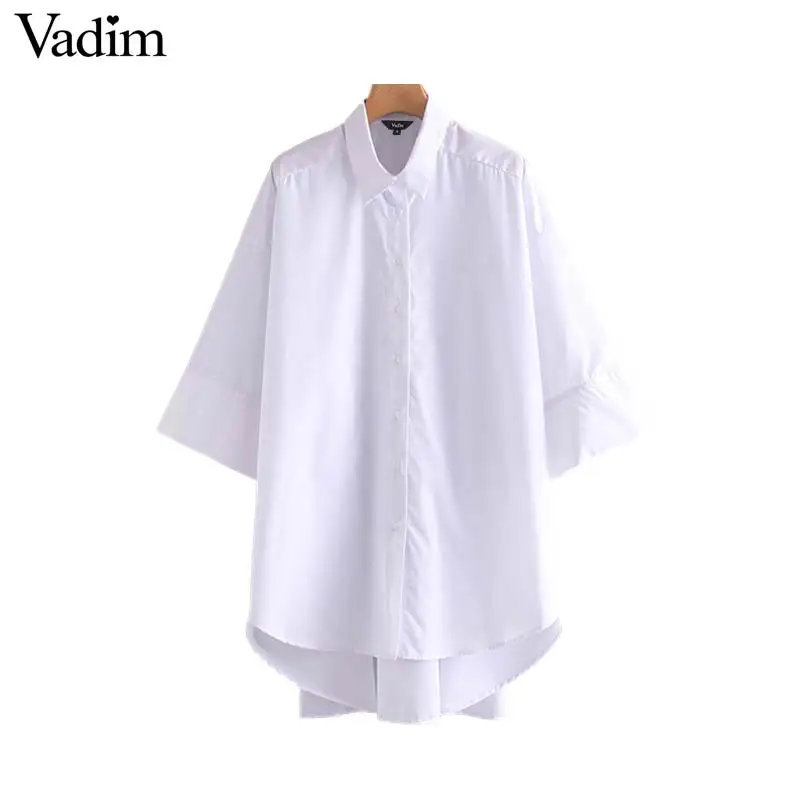 Женское элегантное платье vadim негабаритная Длинная блузка три четверти рукав