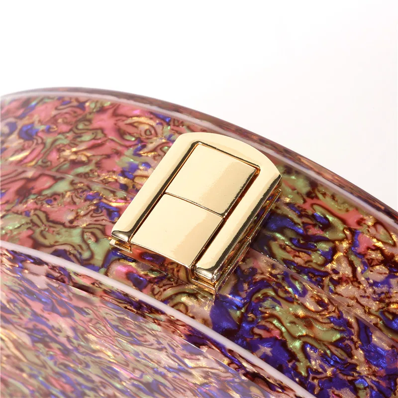 Новый полукруглый Акриловые сумка Для женщин вечерняя сумочка клатч на цепочке