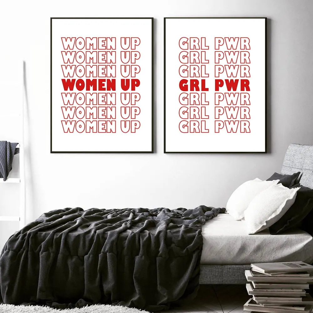 Плакат девушки Power Женская Художественная печать Минималистичная GRL PWR холст