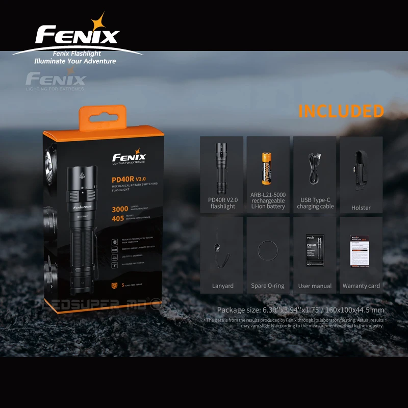 Переносной механический светодиодный фонарик Fenix PD40R V2.0 Luminus SST 70 с поворотным