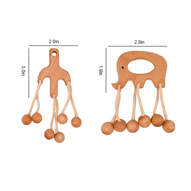 

Baby Bed Animal Haning Supplies Wood Decoration with Bell Inside Interactive Toy Infant Gift for Baby Brain Training