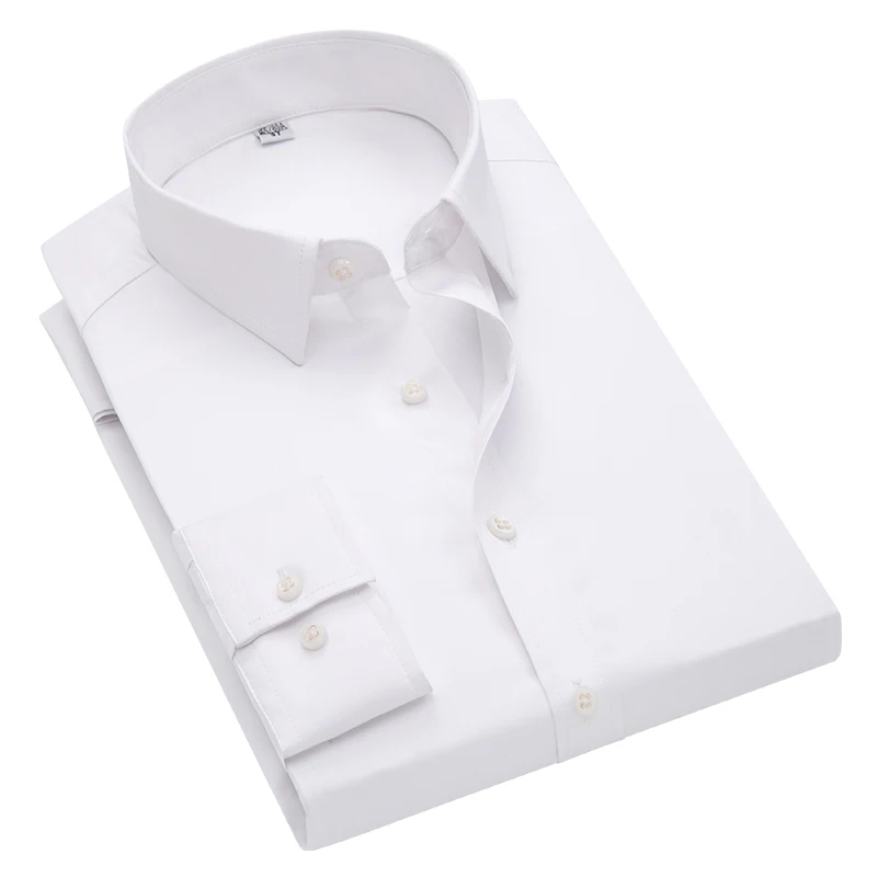 

Dress S-4XL 2020 5XL New Solid Color Elastic Business Shirt Men Slim Fit Marry Work Classic Long Sleeve Shirts CS59