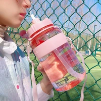 2 liter fitness sports water bottle plastic large capacity water bottle with straw climbing outdoor bicycle drink bottle kettle