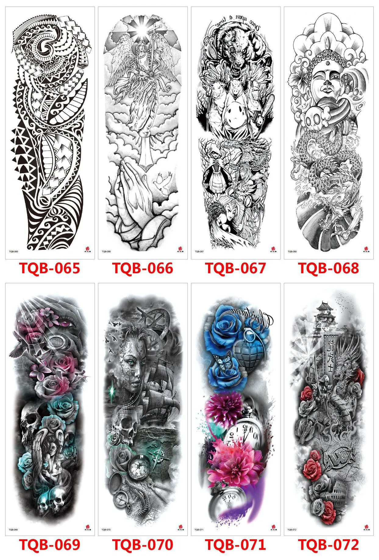 

Large Arm Sleeve Tattoo Dragon rose Waterproof Temporary Tatoo Sticker Full Skull Totem Tatto