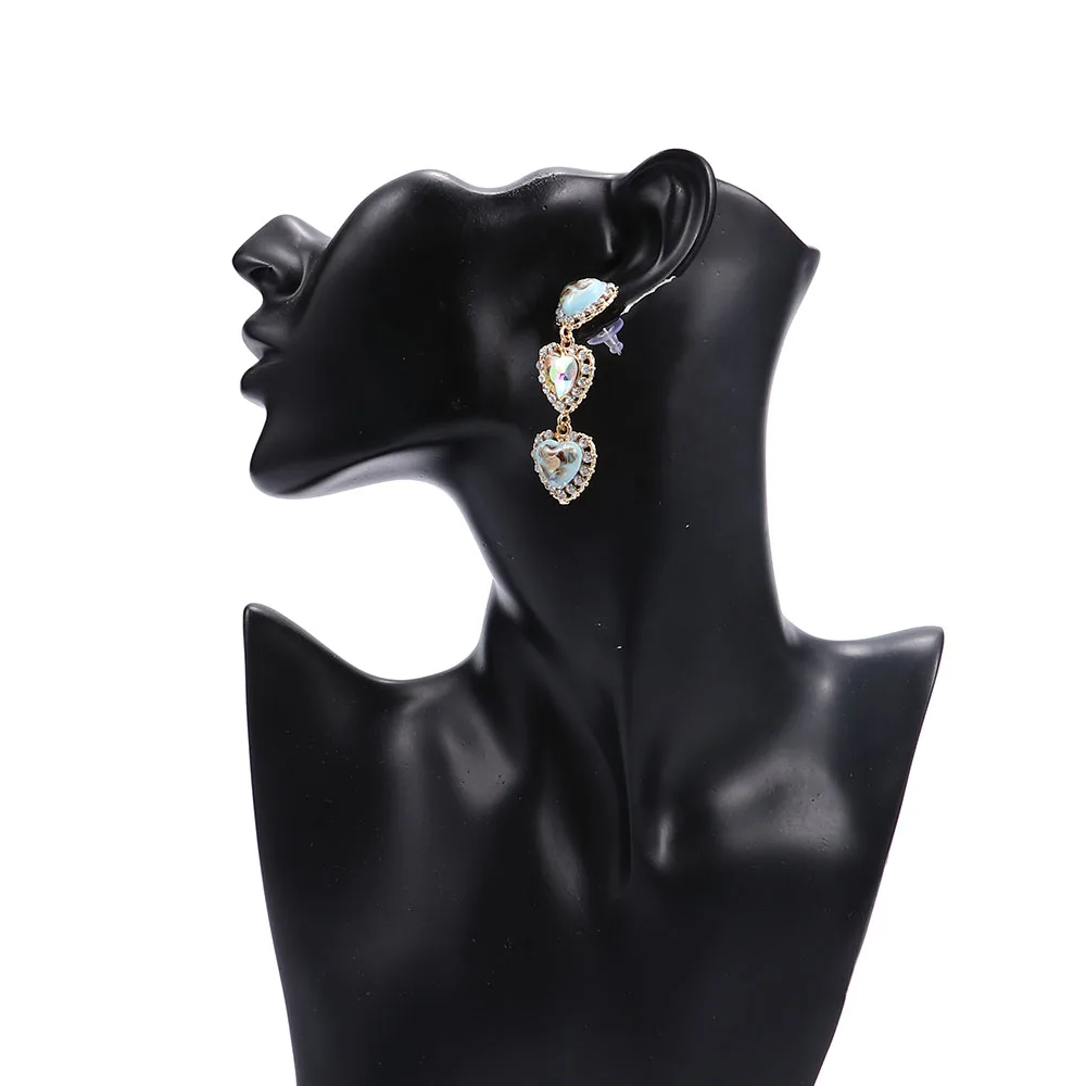 Корейский стиль из сплава серебряного цвета милые серьги со стразами длинные