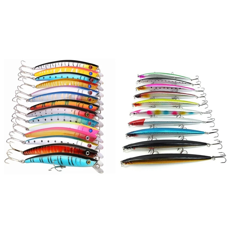 

24 шт. рыболовные приманки для моря набор лазерно-приманки для рыбалки комплект Наборы, 14 шт 11,5 см и 10 шт.; Высота каблука 18 см