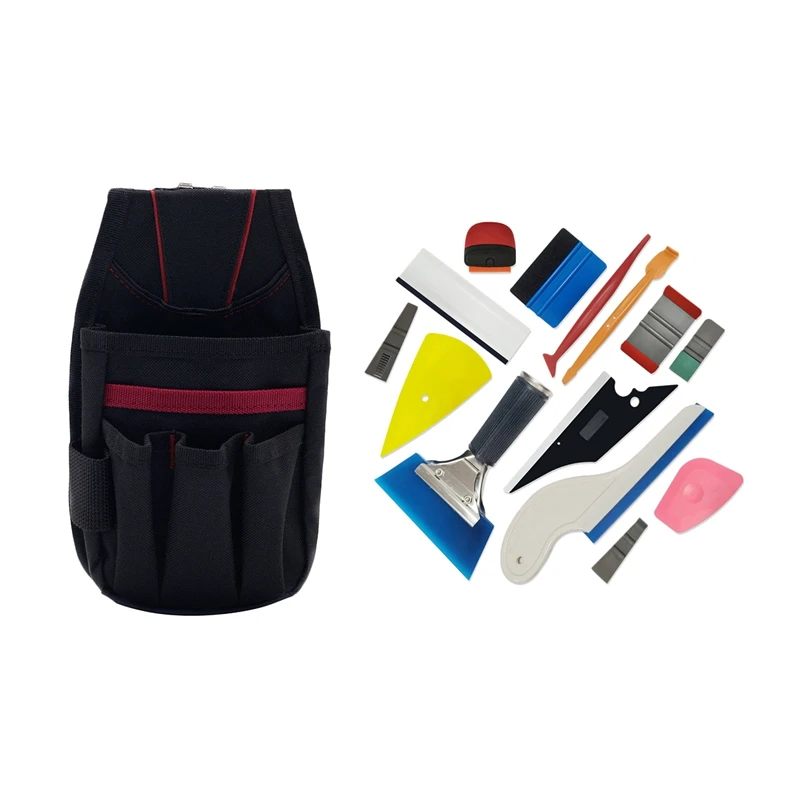 

1 Pcs Car Vinyl Foil Film Tool Bag Oxford Cloth Pouch & 1 Set 14Pcs Car Window Tint Tool Kit Vinyl Film Sticker