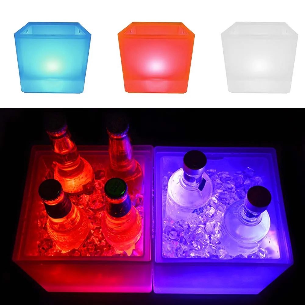 Fashion Double-Layer Champagne Ice Bucket Champagne Light Ice Bucket Square Led Light Ice Bucket Double Ice Bucket Convenient
