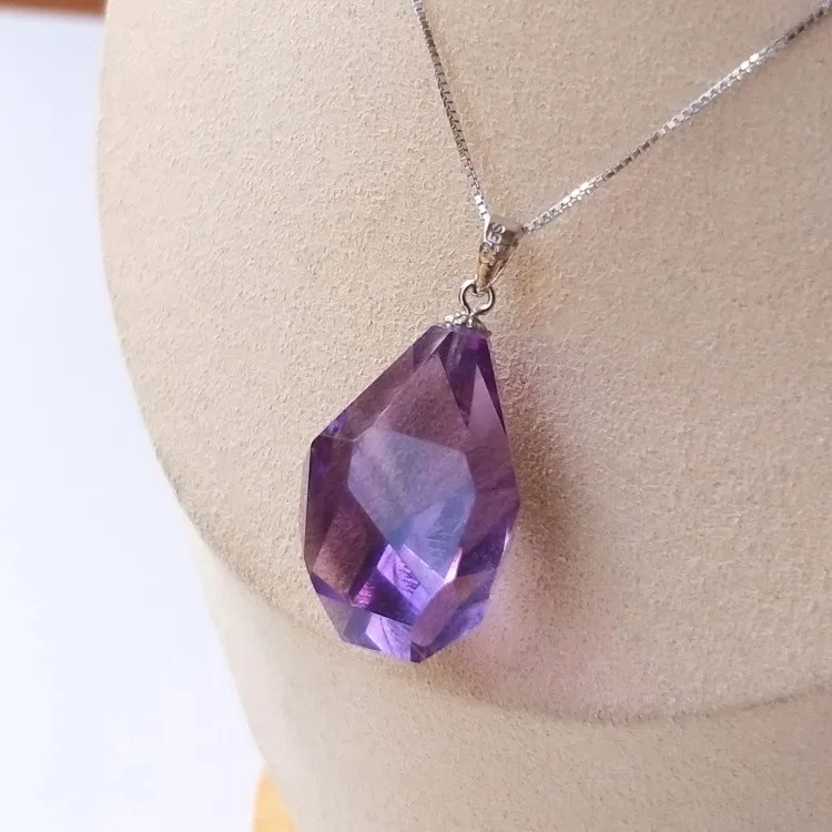 

Amethyst baroque faceted 17*22mm pendant necklace 17inch nature wholesale FPPJ xmas gift