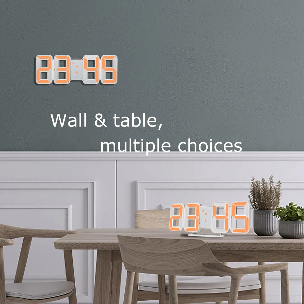 Wall Clock 3D LED Large Time Calendar Temperature Desk Table Morden Design Digital Watch Auto Backlight Home Decor Alarm Clocks | Дом и сад