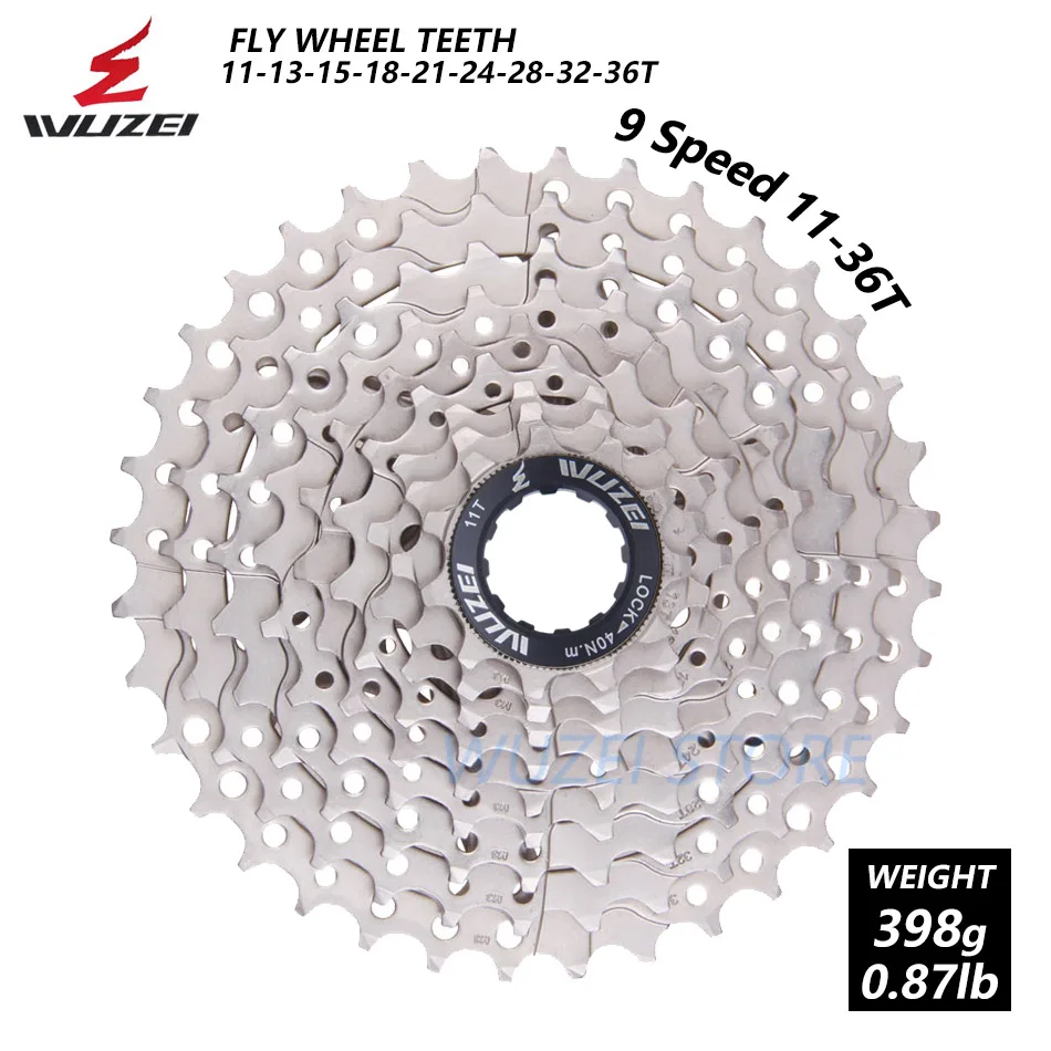 WUZEI 8 S/9 S/10 S/11 S/12 S кассета 32/36/40/42/46/50T Сталь mtb горный велосипед свободного хода Совместимость Shimano - Color: 9 Speed 11-36T
