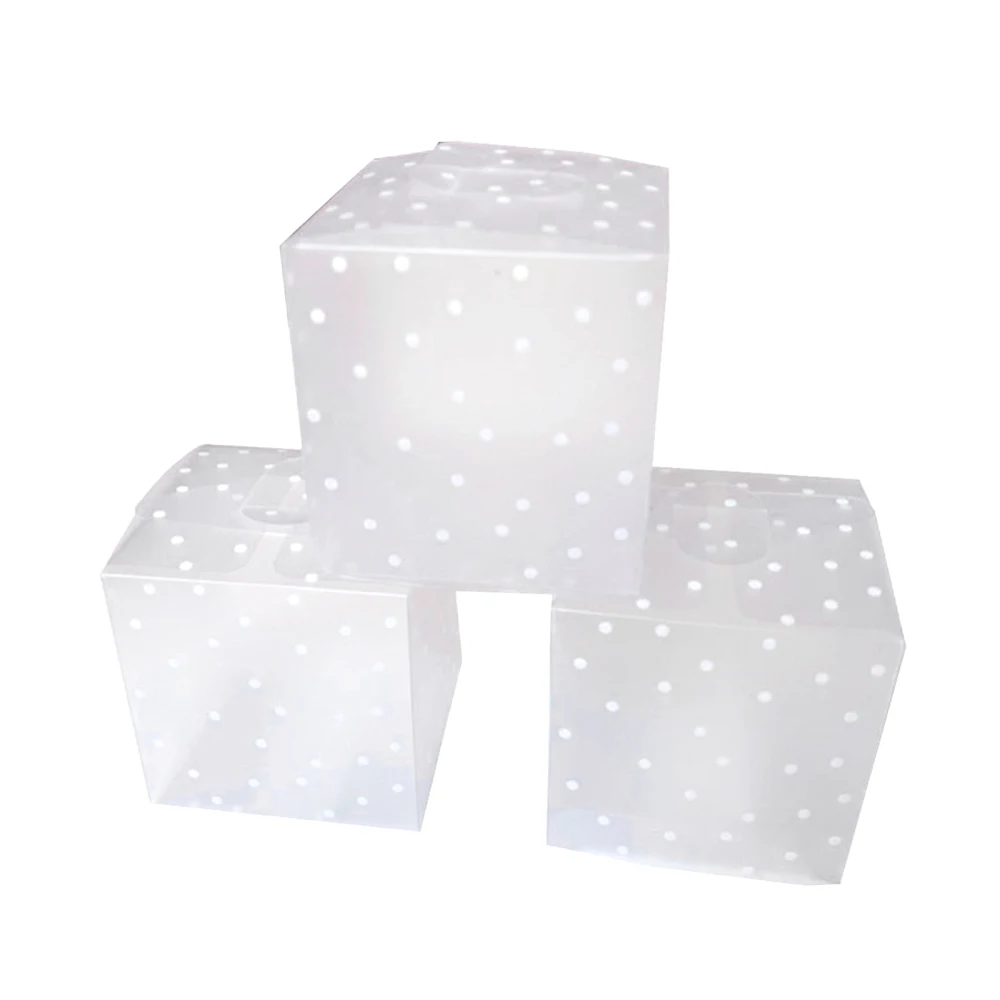 

Translucent Candy Box Frosted Dot Chocolate Organizer Food Storage 10pcs For Baby Girl Holiday Gift PVC Wedding Decor Matte