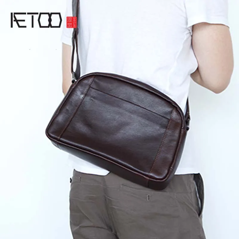 

AETOO Men's leather bag shoulder bag leather crossbody bag simple Japanese first layer leather