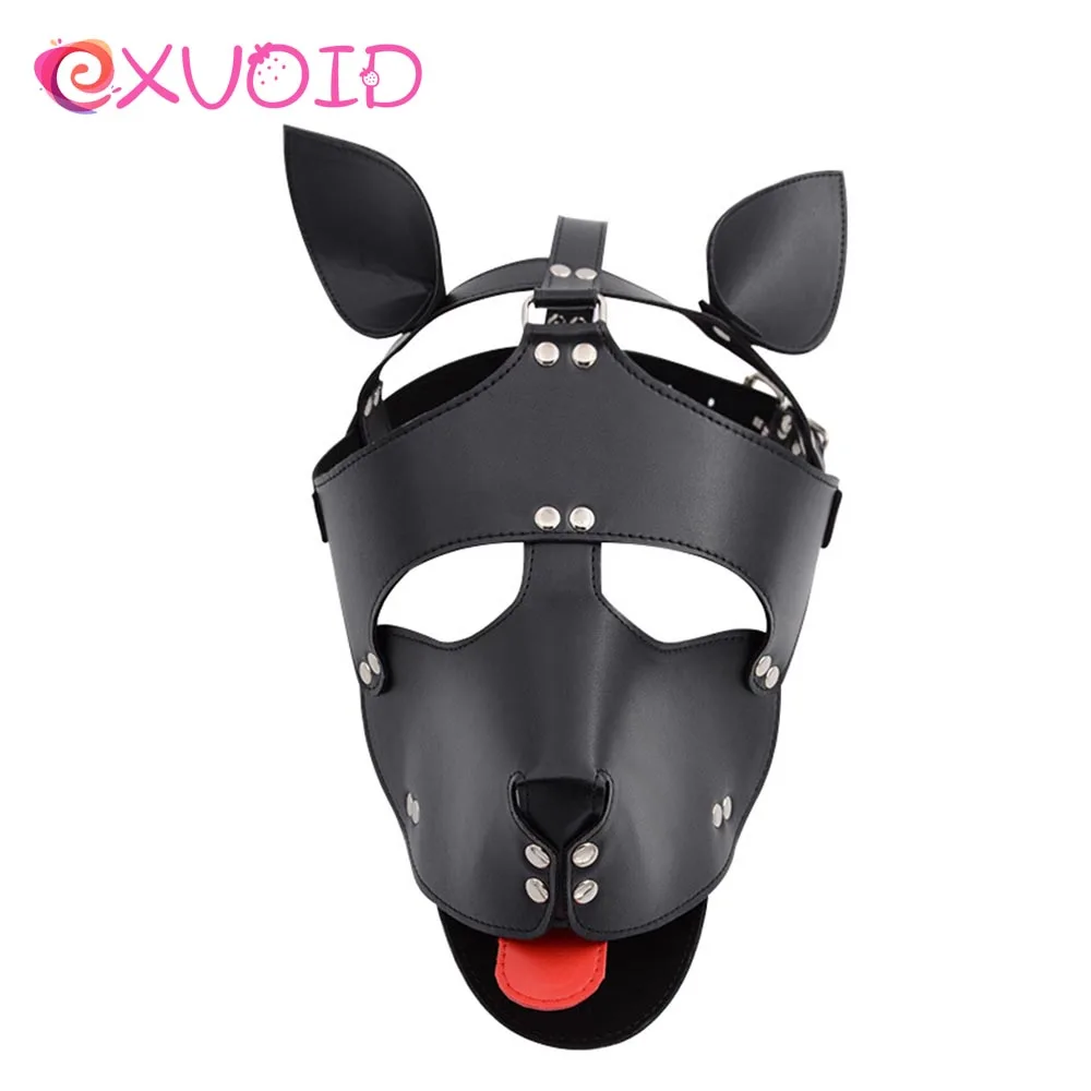 Мужской/женский бондаж EXVOID кожаный головной убор маска на лицо БДСМ|Игры для
