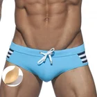 Мужские плавки в полоску и пэчворком, пикантные трусы для плавания, купальный костюм с чашками пуш-ап, пляжные шорты для серфинга