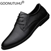 men shoes casual genuine leather spring autumn mens shoes lace up classic solid brown black breathable comfortable shoe for men
