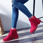 2021 женская зимняя обувь, брендовые ботинки, женские милые красные ботинки, качественные рабочие ботинки, ботильоны на плоской подошве для женщин 458