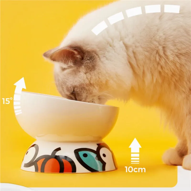 

Cat Bowl High Foot Ceramic Bowl Pet Snack Bowl Cartoon Celebrity Rice Bowl Protect Cervical Vertebrae From Upsetting