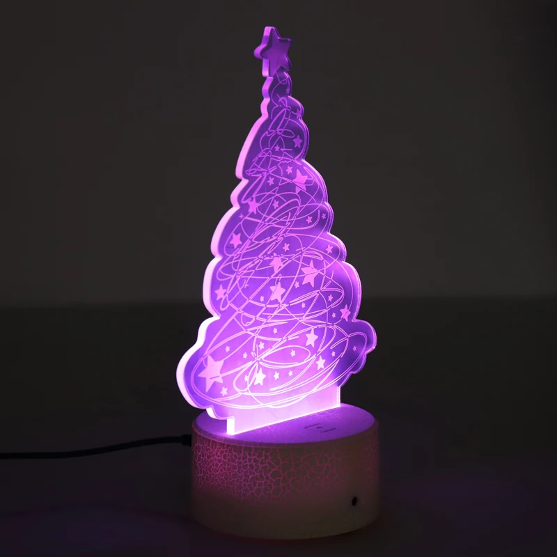 3D Lamp Acrylic 7 Colorful LED Night Light USB Touch Sensor Remote Control Children Cute Bedroom Christmas Tree | Лампы и освещение