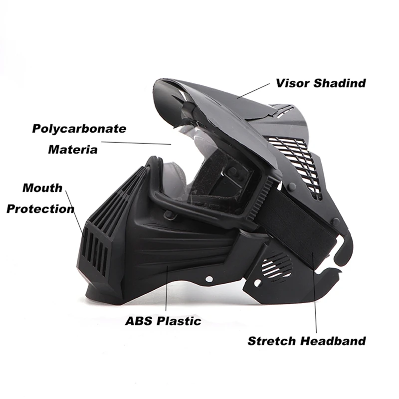 Outdoor Sports Tactical Military Paintball Airsoft Full Face Protective Safety Goggles Mask AH08