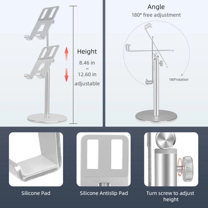 Liftable Phone Tablet Stand Adjustment Aluminum Alloy Bracket Desktop Holder for iPhone IPad Samsung EBook Reader Up To 10 Inch |