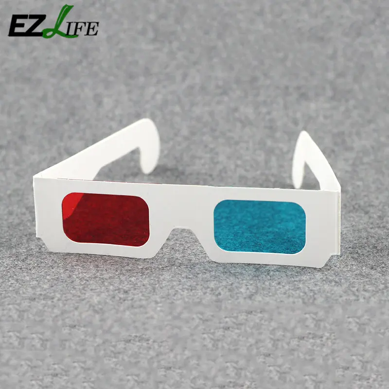 1x Universal Anaglyph Cardboard Paper Red Blue Cyan 3D Glasses For Movie Fast | Спорт и развлечения