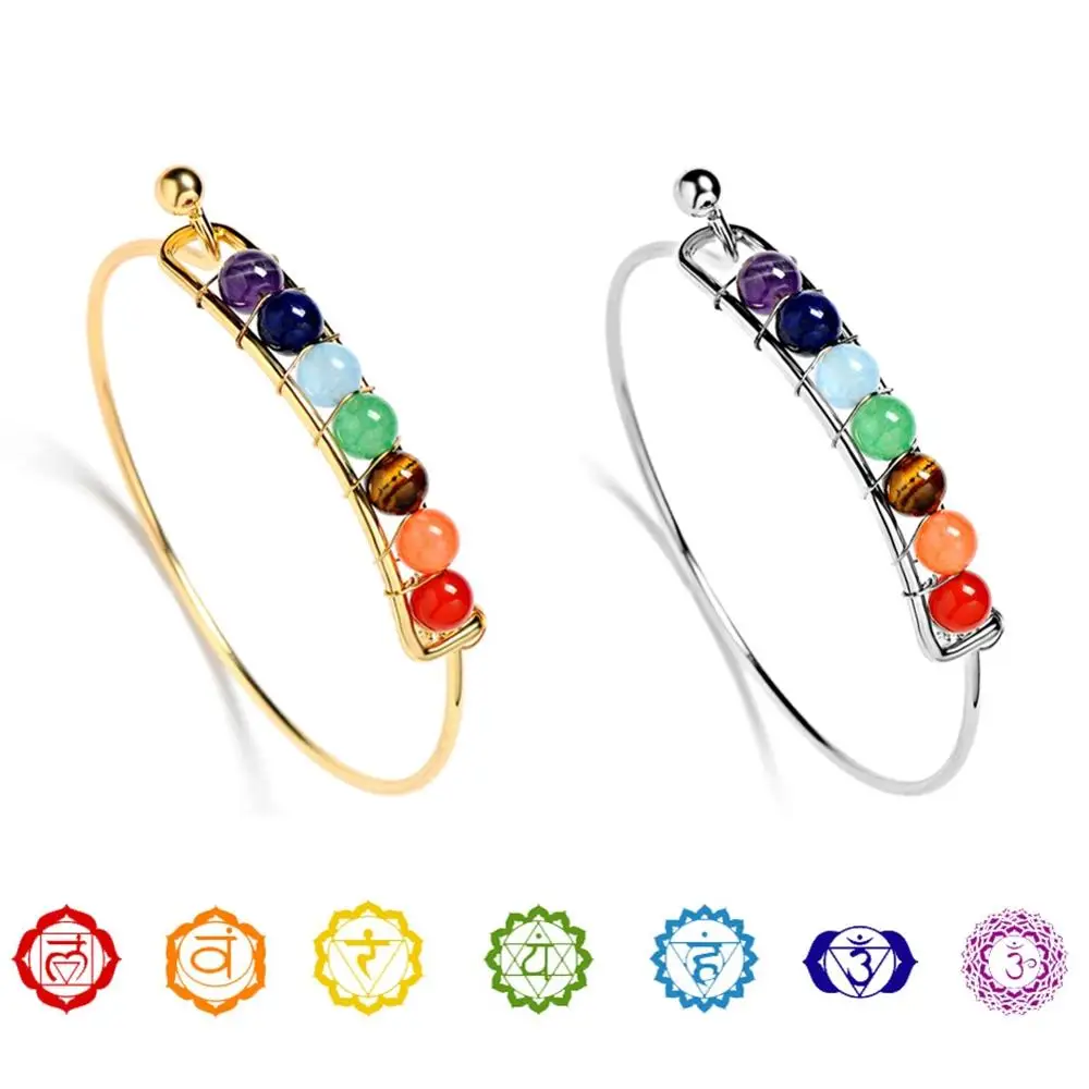 7 Чакра исцеляющий Браслет Йога камень reiki баланс Бисером Плетеный браслет