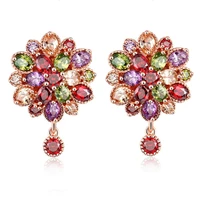 new fashion flower design bride earrings shinny zircon pave stud earrings for wedding holiday girl christmas gift