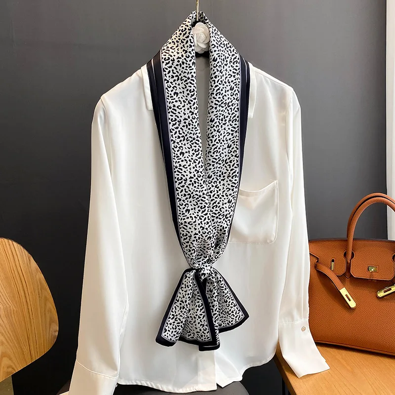

2022 Leopard Silk Long Scarf Women Luxury Scarves Neckerchief Headband Female Kerchief Bag Scarfs Hairband Neck For Ladies new