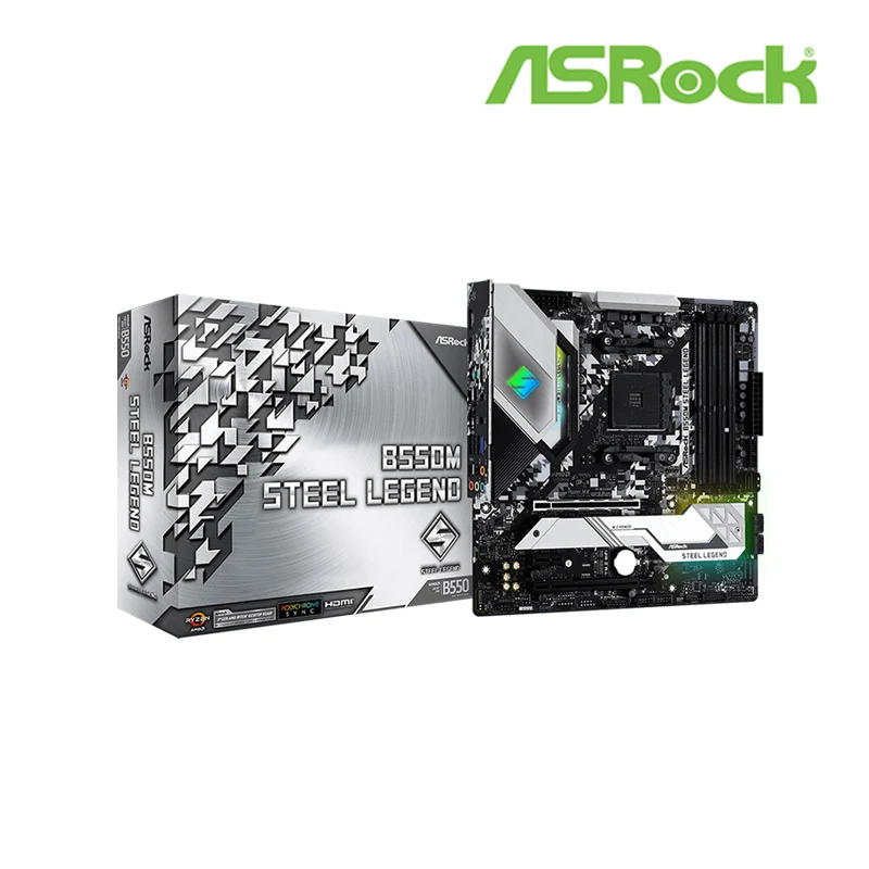 Материнская плата ASROCK B550M STEEL LEGEND Micro-ATX AMD B550 DDR4 4733 +(OC)MHz M.2 USB3.2