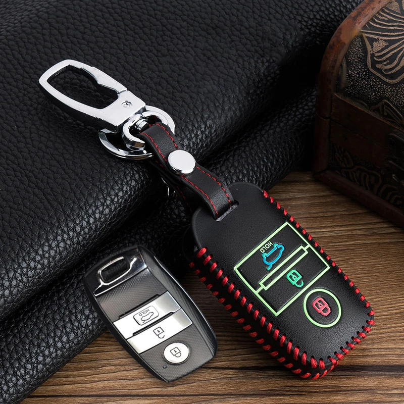 

Hand-stitched Luminous Leather Full Cover Car Key Case for Kia K2 K3 K4K 5K X3 K3S RIO Ceed Cerato Optima Sportage Soul Sorento