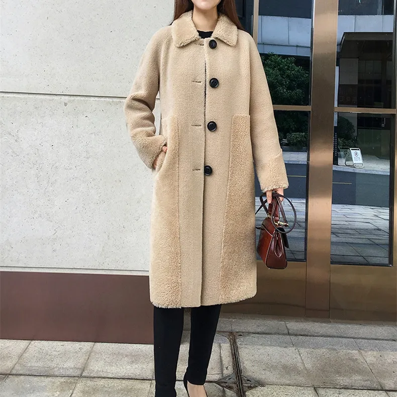 Женское зимнее шерстяное меховое пальто SY01 парка большого размера теплая куртка