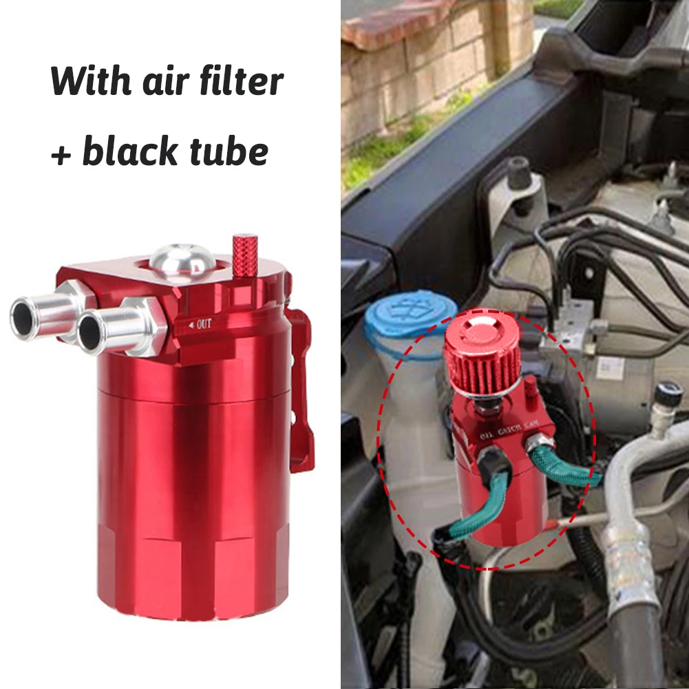 

Durable Car Baffled Oil Catch Can Tank Kit with Air Filter Hose Fuel Trap Reservoir Auto Vehicle Collector Kettle Accessory