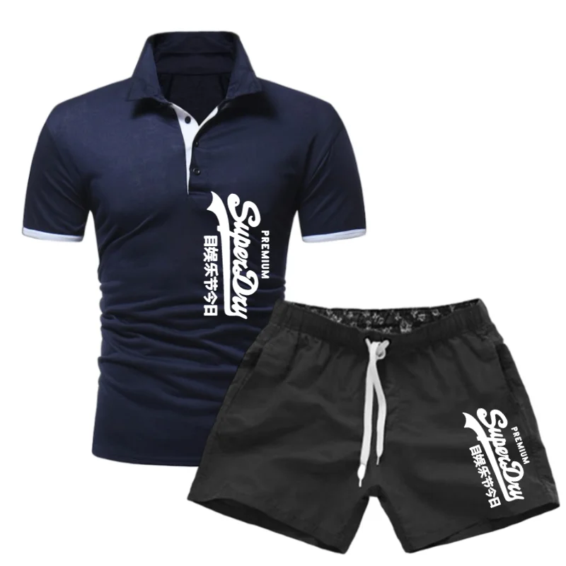

Men's suit hot-selling summer quick-drying short-sleeved polo shirt + pants suit brand T-shirt hip hop fashion men's sportswear