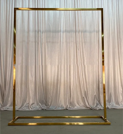 Decoraci&oacute;n de boda elegante arco rectangular Acero inoxidable oro boda Fondo Decoraci&oacute;n-1