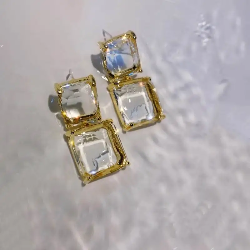 

Korean Transparent Square Drop Earrings For Women Etrendy New Jewelry Simple Geometric Earings Wholesale